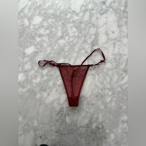 SKIMS XXS Sheer Burgundy Thong